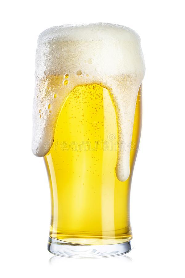 glass beer foam tall strong isolated white background file contains clipping path 144700530